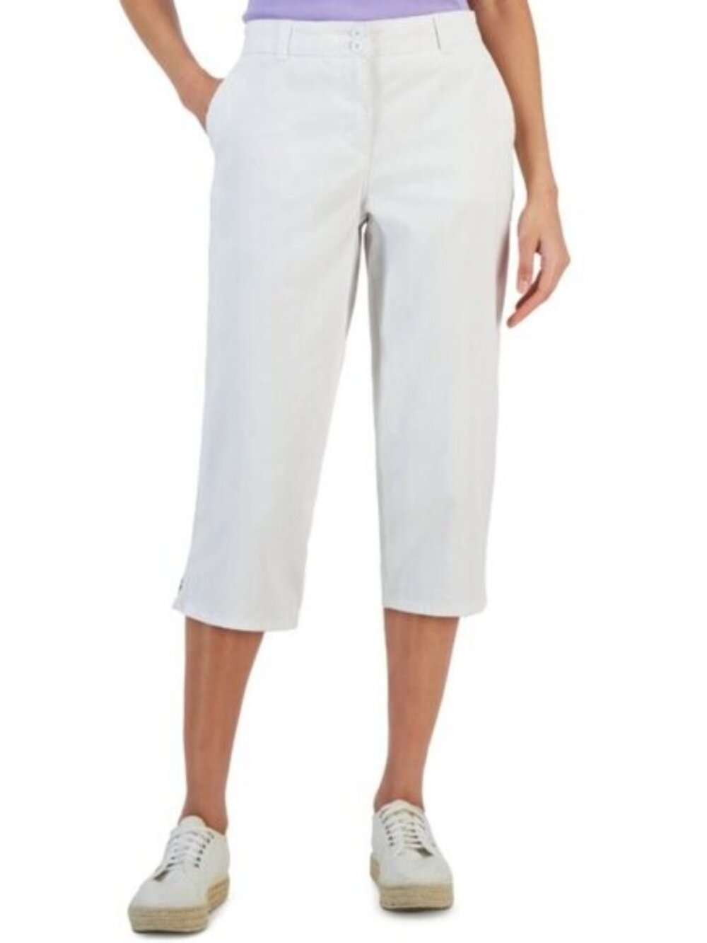 Karen Scott Women's White Comfort Waist Capri Pants NWT